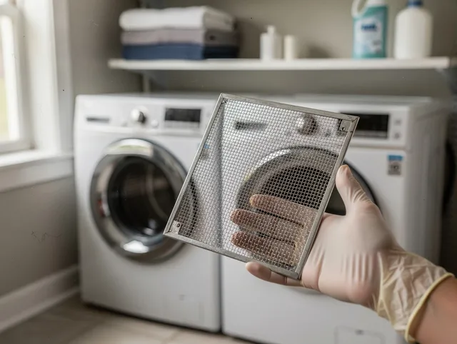 Hacienda Heights Dryer Vent Cleaning specialist performing detailed lint trap cleaning service in Hacienda Heights