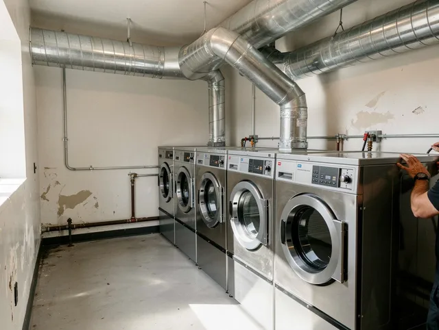 Hacienda Heights Dryer Vent Cleaning team performing large-scale commercial dryer vent cleaning in Hacienda Heights