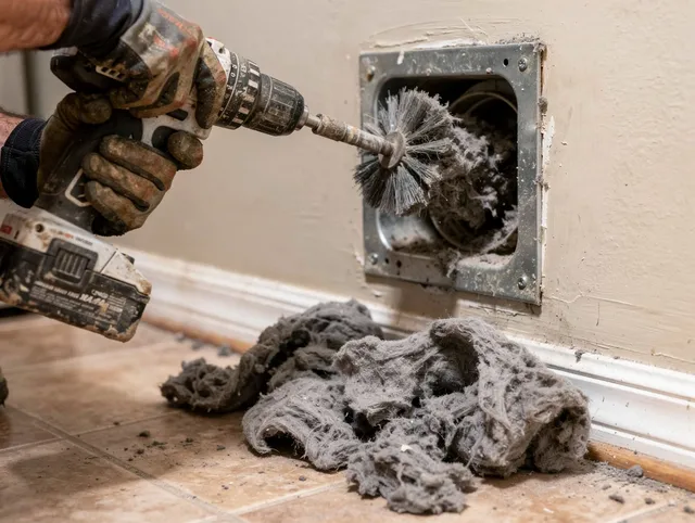 Certified Hacienda Heights Dryer Vent Cleaning technician performing dryer vent cleaning in Hacienda Heights
