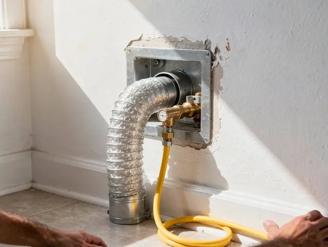Hacienda Heights Dryer Vent Cleaning certified technician performing specialized gas dryer vent cleaning in Hacienda Heights
